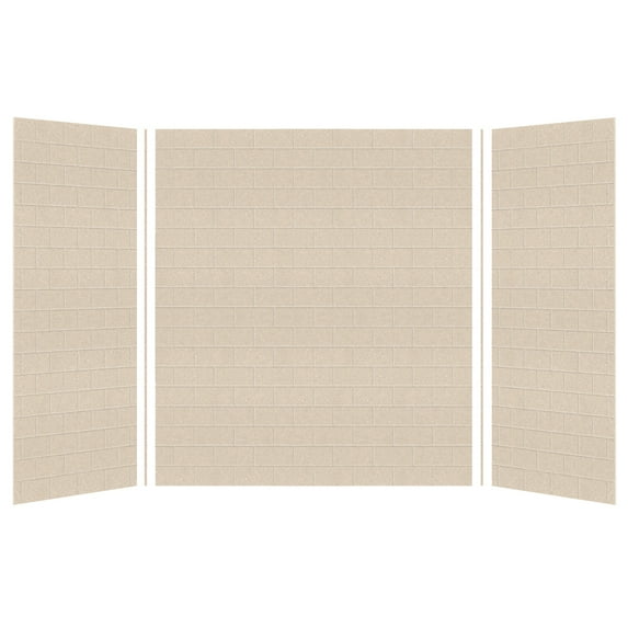 Transolid SWK603672-28 SaraMar 36-in X 60-in X 72-in Glue to Wall 3-Piece Shower Wall Kit, Cashew