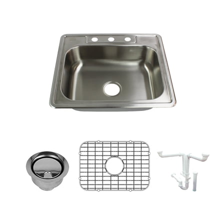 Transolid K-Stsb25226-3 Select 25" Drop In Single Basin Stainless Steel Kitchen Sink -