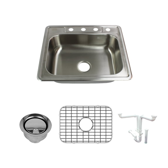 Transolid K-Stsb25227-4 Select 25" Drop In Single Basin Stainless Steel Kitchen Sink -