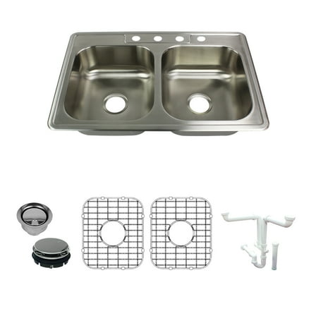 Transolid K-Stde33227-4 Select 33" Drop In Double Basin Stainless Steel Kitchen Sink -