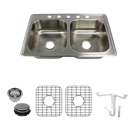Transolid K-Stde33227-5 Select 33" Drop In Double Basin Stainless Steel Kitchen Sink -