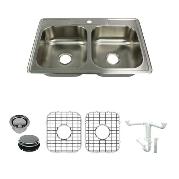 Transolid K-Stde33227-1 Select 33" Drop In Double Basin Stainless Steel Kitchen Sink -