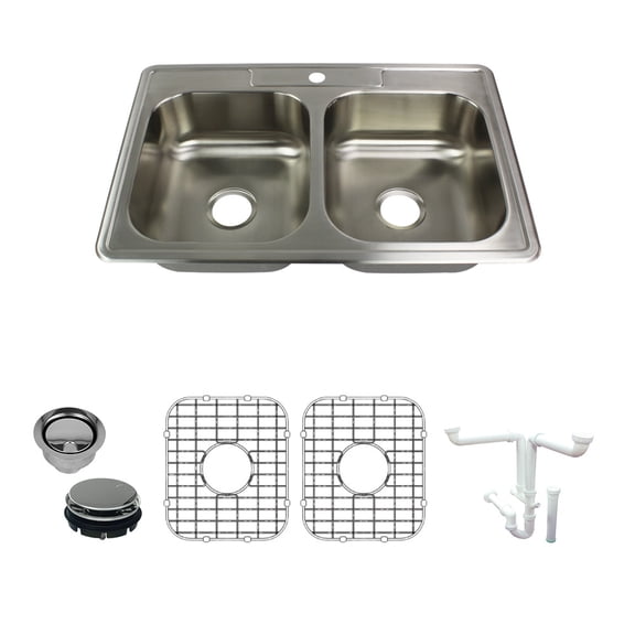Transolid K-Stde33226-1 Select 33" Drop In Double Basin Stainless Steel Kitchen Sink -