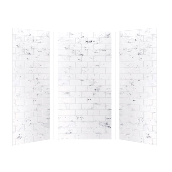 Transolid SWK363672-47 Saramar 36" W X 36" D X 72" H Three Panel Shower Wall Kit - White