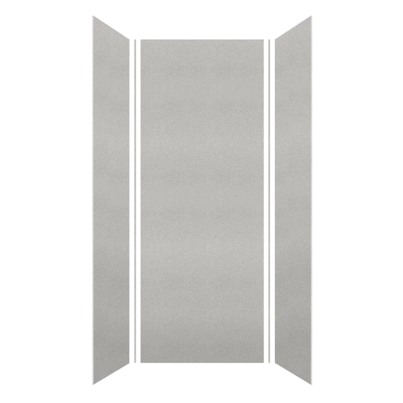 Transolid SaraMar 36-in x 36-in x 96-in Glue to Wall 3-Piece Shower Wall Trimmable Kit, Grey Beach Velvet