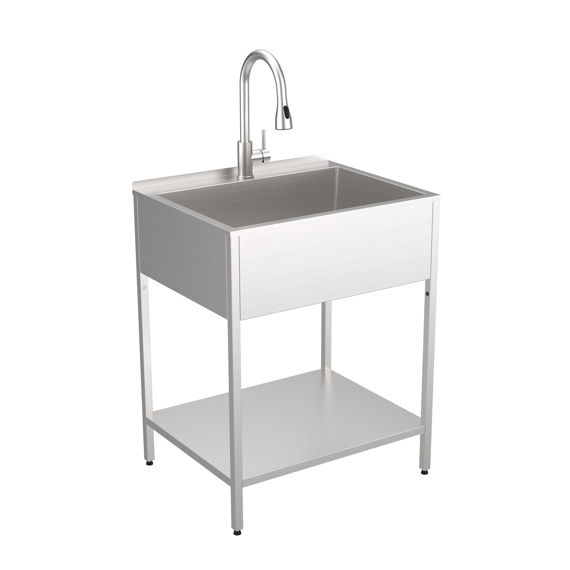 28'' Brushed Stainless Steel Freestanding Laundry Sink with Faucet