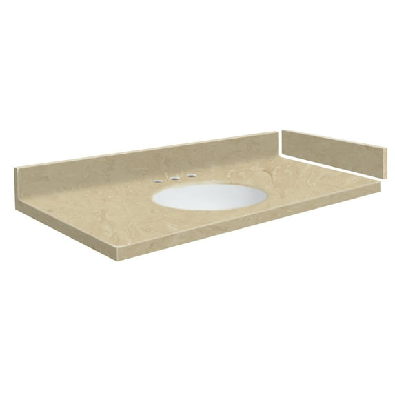 Transolid VT25.5x22-1OI-96-A-W-8 25.5 in. Solid Surface Vanity Top with 8 in. Widespread and Oval Integral Sink, Almond Sky
