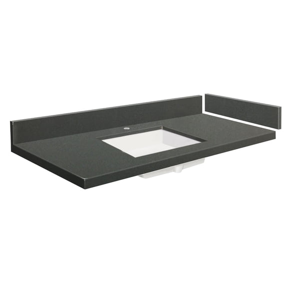 Transolid VT27.75x22-1KU-4R-A-W-1 27.75 in. D Quartz Vanity Top with Single Hole and Rectangular Undermount Sink, Urban Grey