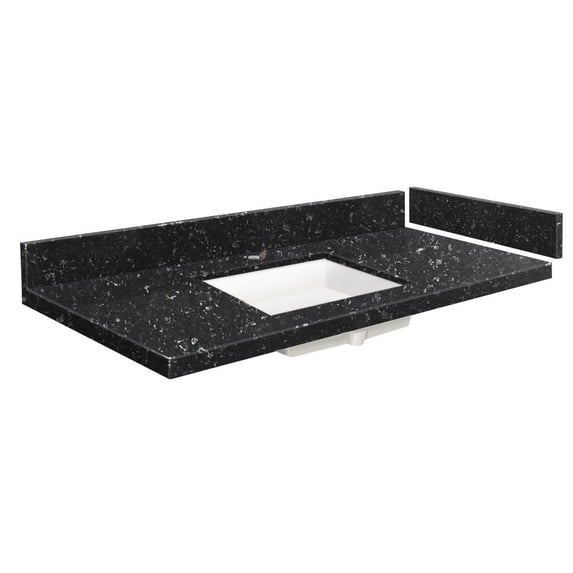Transolid VT40.5x22-1KU-4L-A-W-1 40.5 in. D Quartz Vanity Top with Single Hole and Rectangular Undermount Sink, Interlude