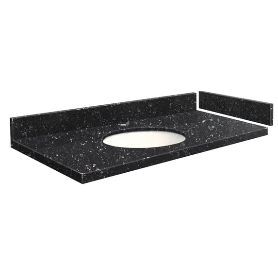 Transolid VT43.25x22-1OU-4L-A-W-1 43.25 in. D Quartz Vanity Top with Single Hole and Oval Undermount Sink, Interlude