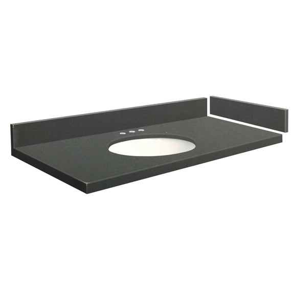 Transolid VT43.5x22-1OU-4R-A-W-8 43.5 in. D Quartz Vanity Top with 8 in. Widespread and Oval Undermount Sink, Urban Grey