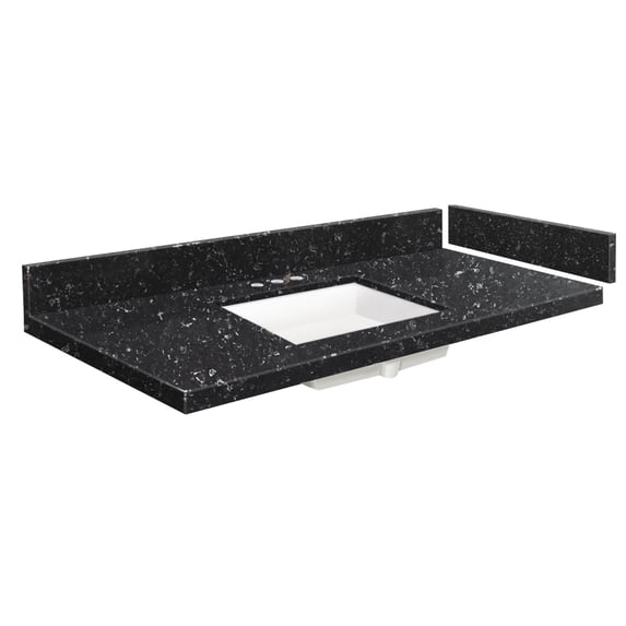 Transolid VT58x22-1KU-4L-A-W-8 58 in. D Quartz Vanity Top with 8 in. Widespread and Rectangular Undermount Sink, Interlude