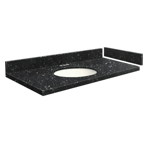 Transolid VT60.75x22-1OU-4L-A-W-4 60.75 in. D Quartz Vanity Top with 4 in. Centerset and Oval Undermount Sink, Interlude