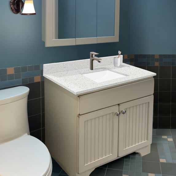 Transolid Vt31.5X22-1Ru-1 Silestone 32" Quartz Vanity Top - Stellar Snow