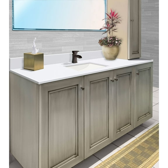 Transolid Vt60.5X22-1Ru-1 Silestone 60" Quartz Vanity Top - Miami White