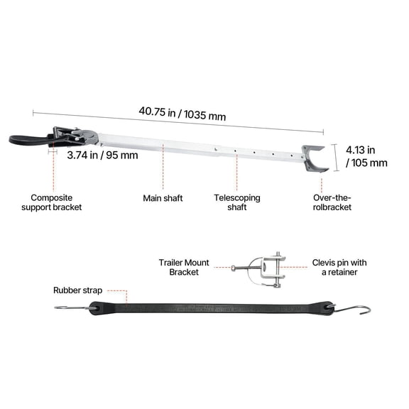 Transom Saver Adjustable 23-35 Inch Composite Head Corrosion Resistant Easy Install for Under 100 HP Outboard Motor Fits Roller Trailer
