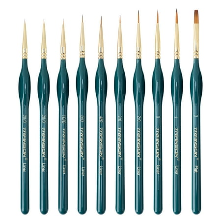 Transon 10pcs Fine Detail Miniature Art Painting Brush Set for Acrylic Watercolor Craft Rock Face Painting Green