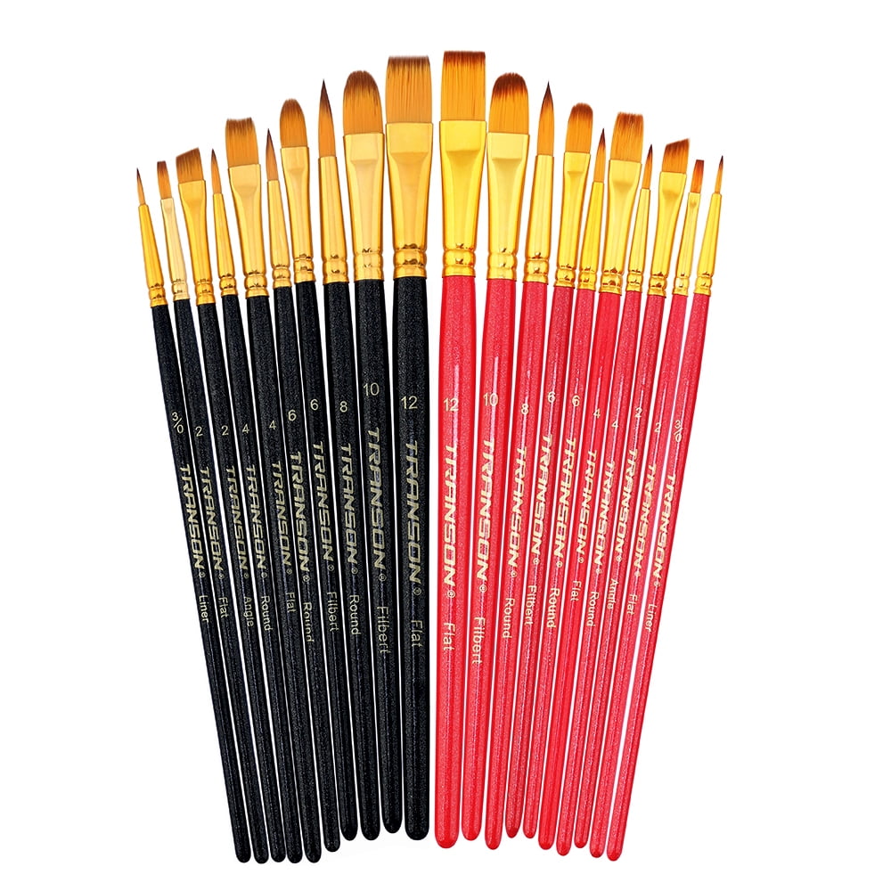 Transon Set 20 Pennelli Per Pittura Artistica - Acquerello, Acrilico, Gouache - Setole In Taklon Morbido, Colore Blu, 2 Set Da 10 Pezzi - 5