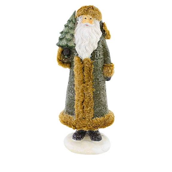 Transpac 10.50In Woodland Santa, Resin, Cabin Lodge Figurine Tc03920 Green