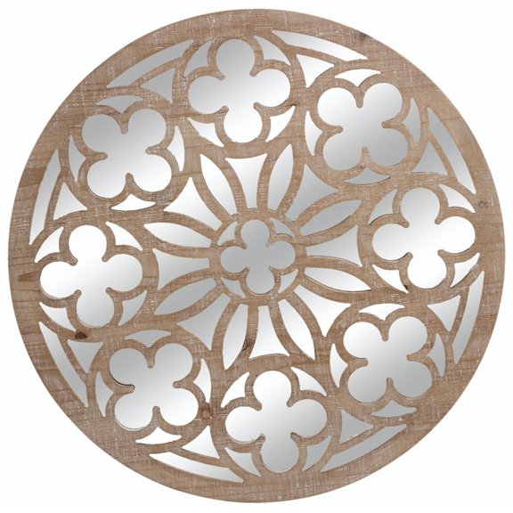 VIP Wood 29 in. Brown Quatrefoil Mirror