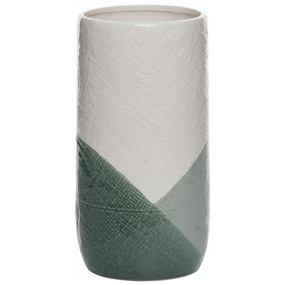 VIP Dolomite 10 in. Green Color Block Textured Vase