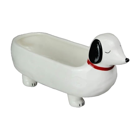 Transpac A6518 Ceramic Tiny Happy Dachshund Planter