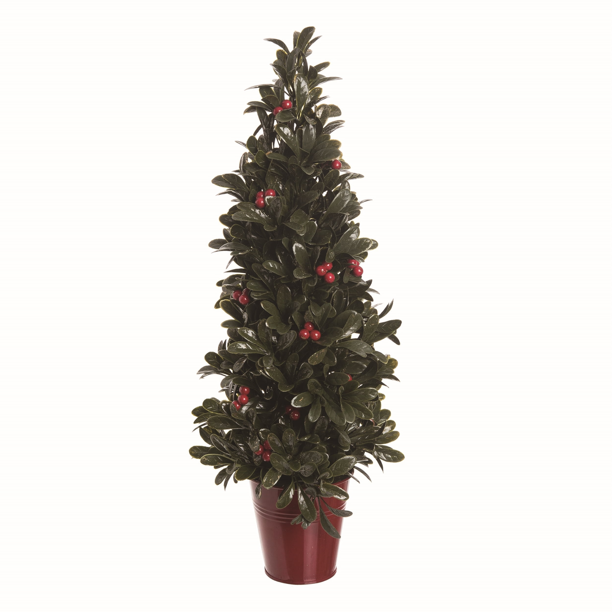 20" Green Pine Artificial Christmas Tree with Red Bucket
