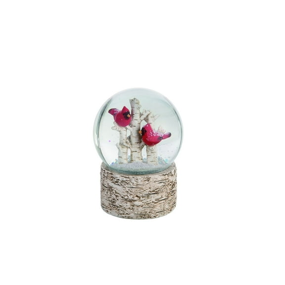 Transpac Cardinal Bright Red and Tan 5 Inch Resin Holiday Snow Globe