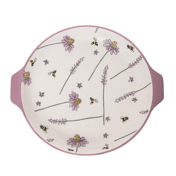 Transpac 11.25 in Lavender and Lilac Ceramic Pie Dish Perfect for Baking and Serving Delicious Pies