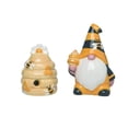 thumbnail image 1 of Transpac Ceramic Bee Gnome and Beehive Salt Pepper Shakers, 4 Inch, yellow, black, white, 1 of 3