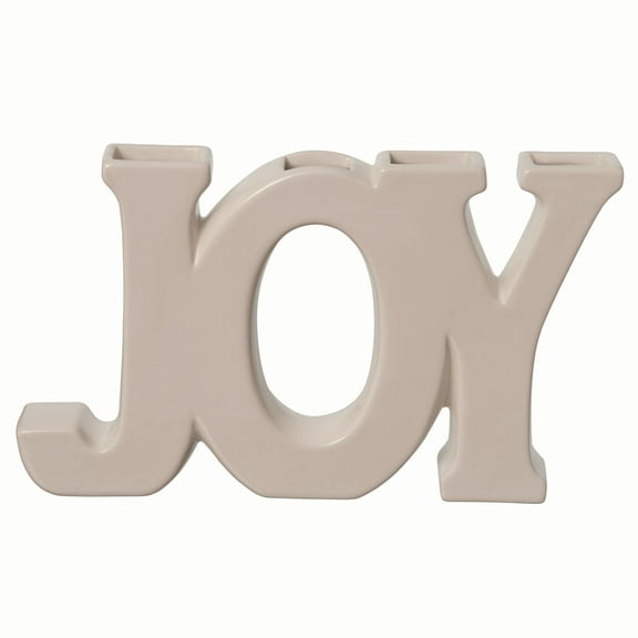 Transpac Dolomite 15 in. Off-White Christmas Joy Letter Bud Vase