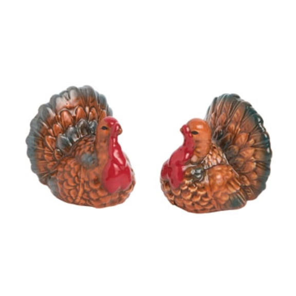 Transpac Dolomite 3.11 in Multicolor Harvest Turkey Salt and Pepper Shakers Set of 2 for Fall and Thanksgiving