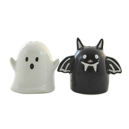 Transpac Dolomite 3.5 in. Multicolor Halloween Bat Ghost Salt and Pepper Shakers Set of 2