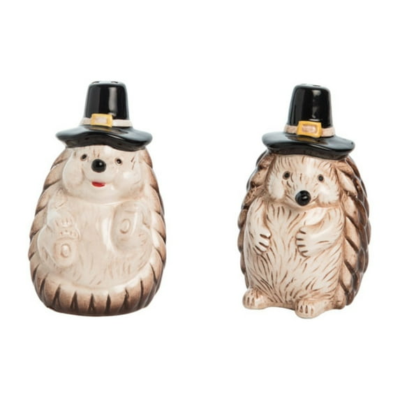 Transpac Dolomite 3.5 in Multicolor Harvest Hedgehog Salt and Pepper Shakers Set of 2 for Fall Thanksgiving Decor