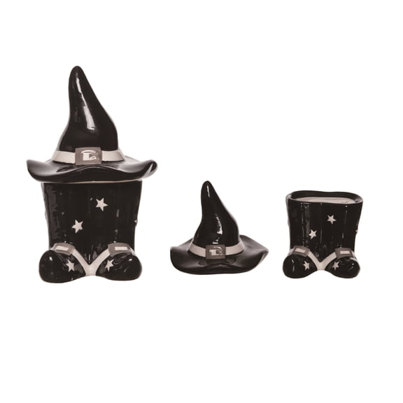 Transpac Dolomite 6 in Multicolor Halloween Witch Hat and Boot Salt and Pepper Shakers Set of 2 Ceramic Decor