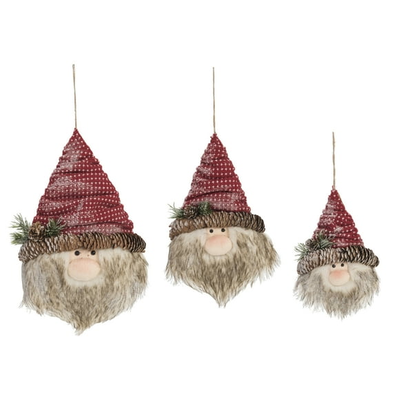 Transpac Foam 12 Inch Brown Christmas Santa Head Ornament Set of 3 Perfect for Holiday Tree Decor