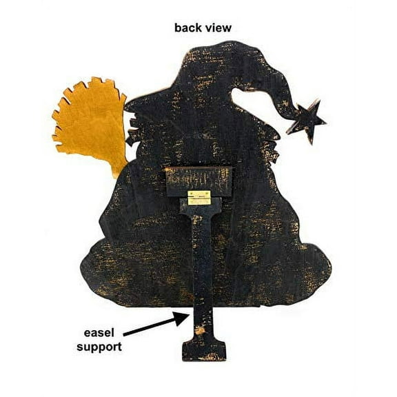 Transpac Halloween Decor Large Wooden Cutout On Easel Home Room Fireplace Display 15" x 14" (Witch)
