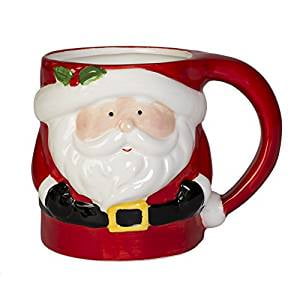 Transpac Imports, Inc. Santa Holiday 12 Ounce Ceramic Dolomite Christmas Coffee Mug, Red