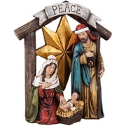 Transpac Imports Peace Banner Holy Family 7.5 x 6.5 Resin Stone Christmas Nativity Figurine