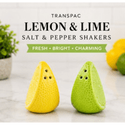 Transpac Lemon and Lime Ceramic Salt & Pepper Shakers, Decorative Citrus Kitchen Tabletop Decor, Set of 2