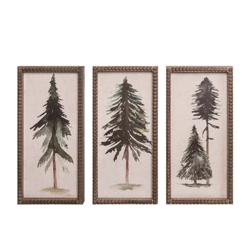 Transpac MDF Beaded Edge Winter Tree Box Décor 3 Assorted