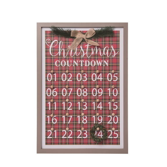 Transpac 21.06 in Multicolor Christmas Framed Countdown Advent Calendar MDF Holiday Decor
