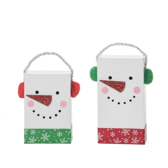 Transpac Wood White Christmas Snowman Block Decor Set of 2 5.51 in Decorative Objects MDF