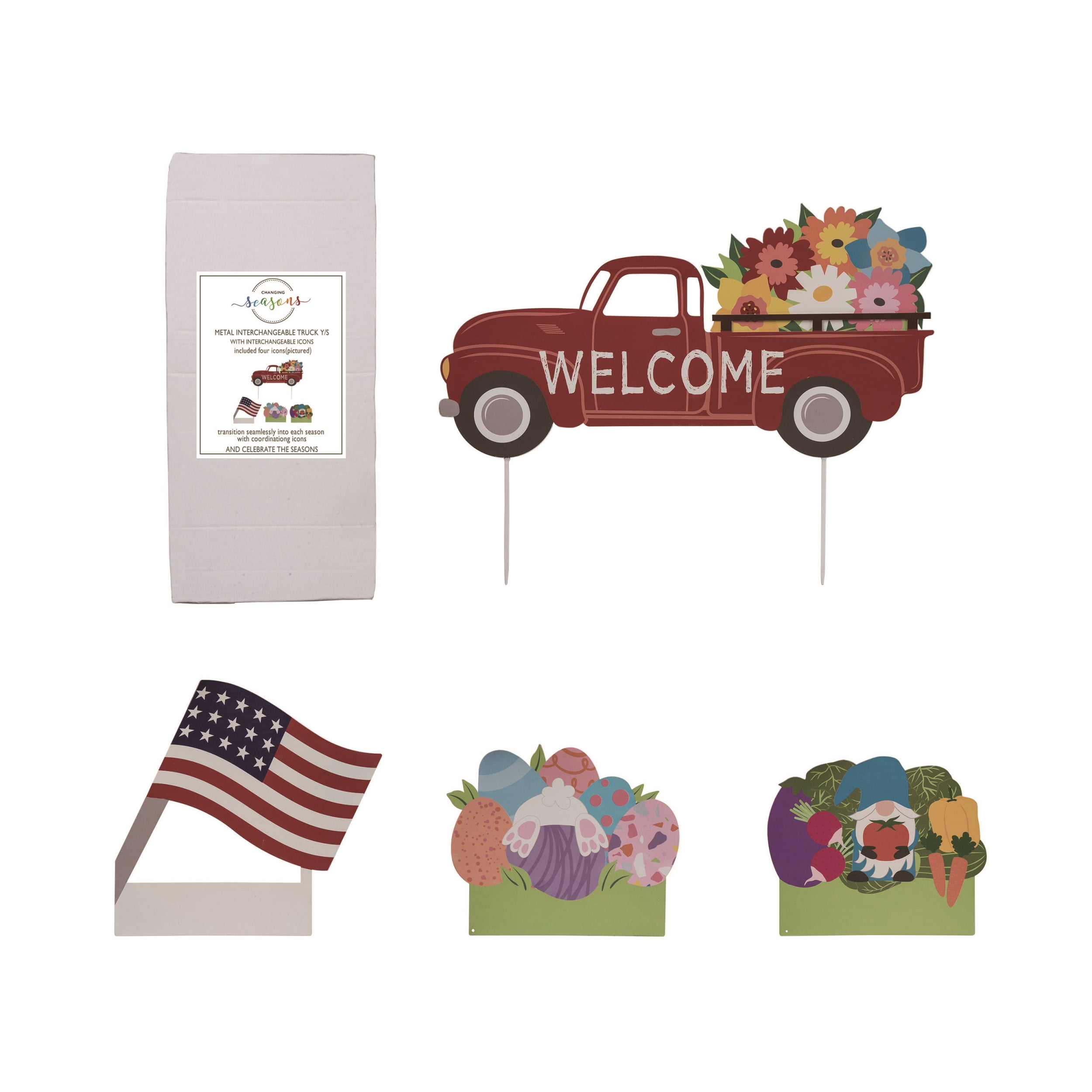 Multicolor Metal Interchangeable Truck Yard Stake Set, 22.75"