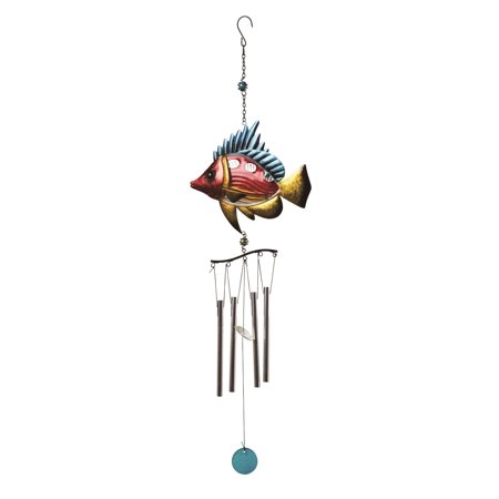 Transpac 31.50 Inch Multicolor Spring Tropical Fish Metal Wind Chime for Home Decor and Garden