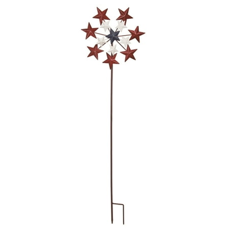 Transpac 42 Inch Multicolor Spring Kinetic Yardstake Decorative Metal Garden Stake for Outdoor Decor