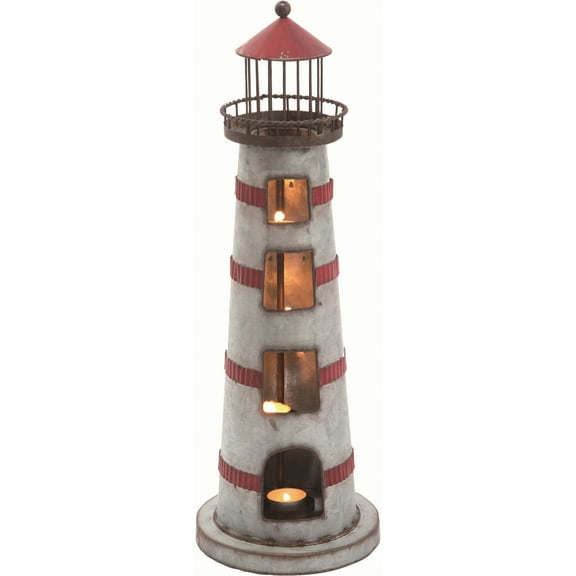 Transpac 7 Inch Multicolor Spring Lighthouse Tealight Holder Metal Candle Holder for Home Decor