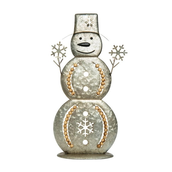 Transpac 23.23 in Silver Beaded Snowman Decor for Christmas - Metal Decorative Object for Holiday Cheer