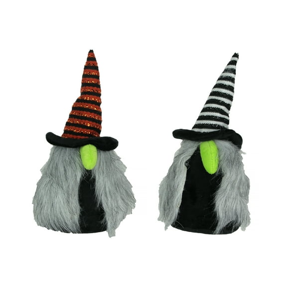 Transpac Pair of Whimsical Plush Halloween Witch Nisse Gnome Figures