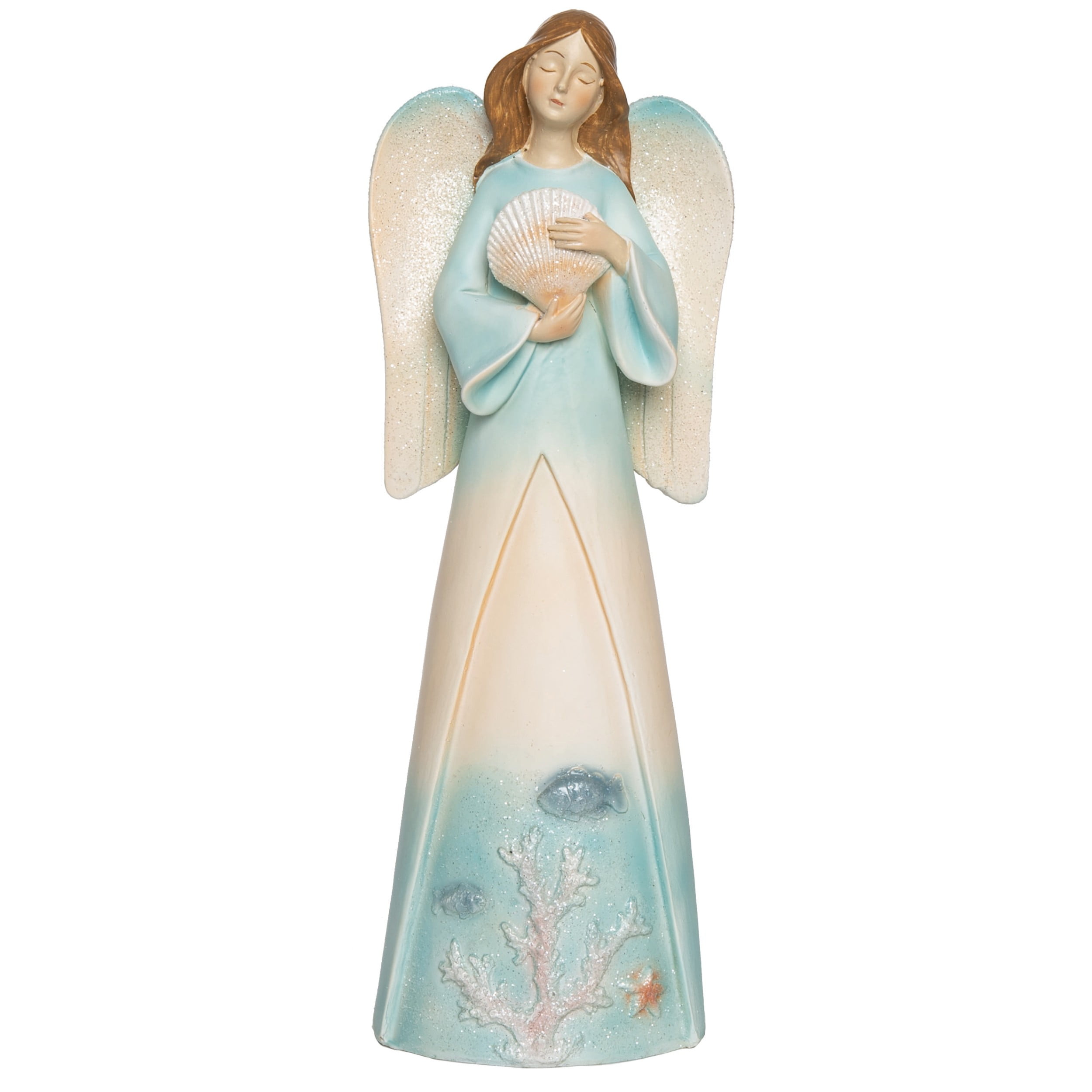 11.75-inch Multicolored Resin Coastal Christmas Angel Figurine